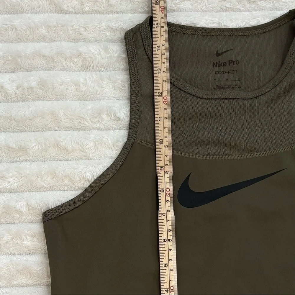 NIKE PRO Dri-FIT Olive Green Mesh Sports Bra Tank Medium Crop Top Athleisure